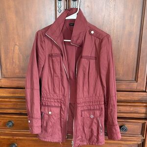 White House Black Market Maroon Utility Jacket